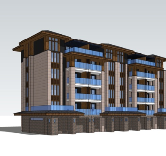 现代多层民房su模型