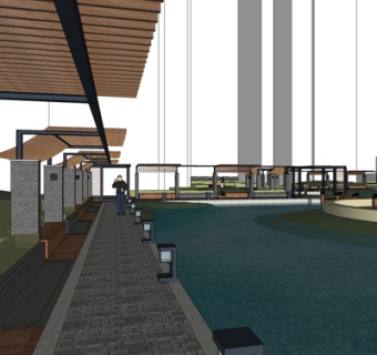 中式游泳馆su模型