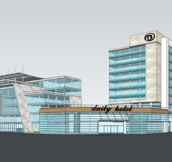 现代办公楼外观su模型