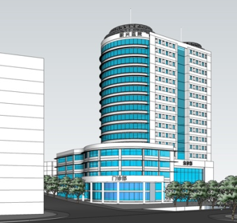 现代医院外观su模型