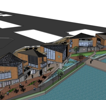 中式商业楼规划su模型