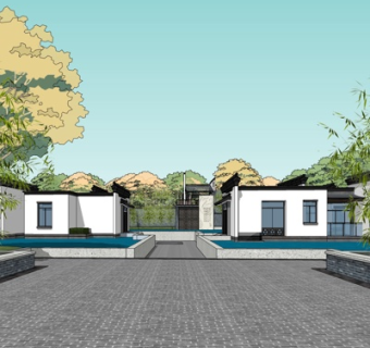 中式园林景观su模型