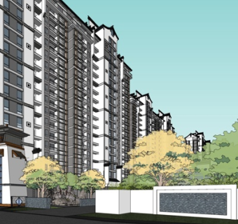 现代高层住宅su模型