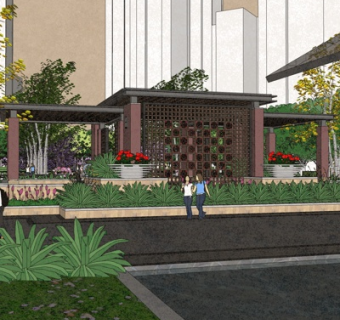 中式园林景观su模型