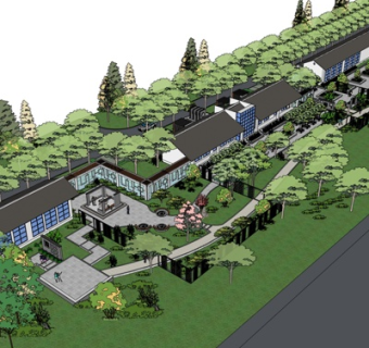 新中式园林景观su模型