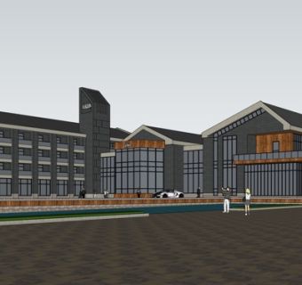 新中式酒店su模型