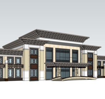 新中式酒店su模型