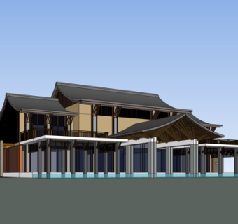 新中式商业会所su模型