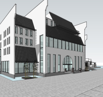 新中式酒店su模型