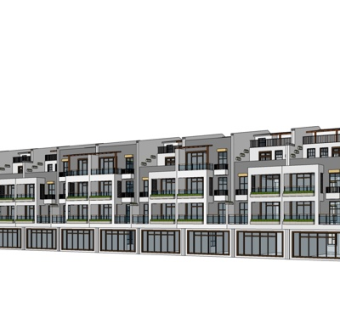 新中式公寓楼su模型