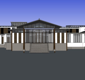 新中式商业会所su模型