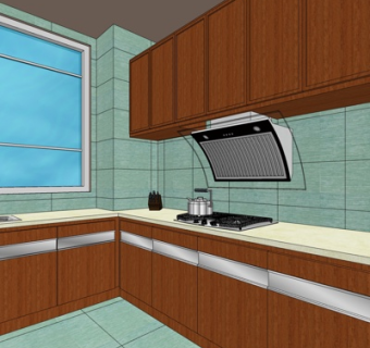 现代厨房抽烟机su模型