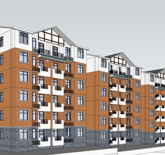 现代公寓楼su模型