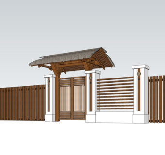 中式牌坊门头su模型