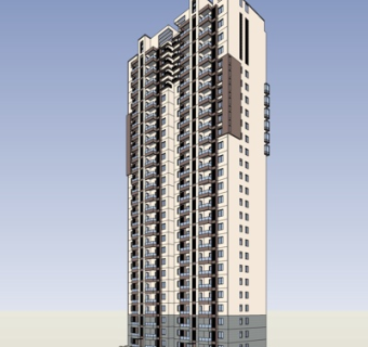 现代高层公寓楼su模型