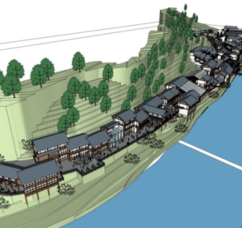 新中式商业街su模型