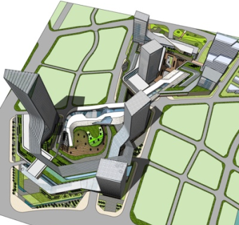 现代办公楼规划su模型