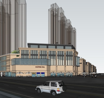 现代沿街商业建筑su模型