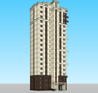 现代高层公寓楼su模型
