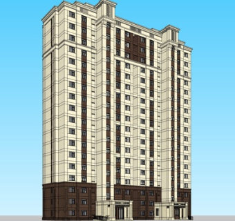 现代高层公寓楼su模型