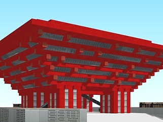 新中式世博会建筑su模型