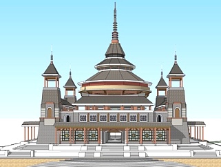 东南亚寺庙建筑su模型