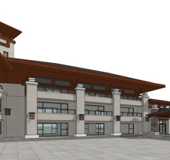 新中式酒店su模型