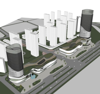 现代商业建筑规划su模型