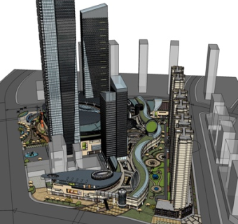 现代商业建筑规划su模型