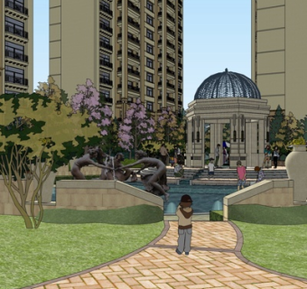 欧式公园凉亭小品su模型