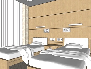 现代酒店房间su模型