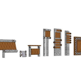 新中式指示牌su模型