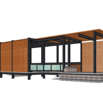 新中式廊架su模型