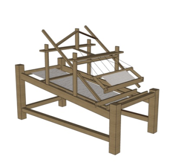 中式织布机su模型