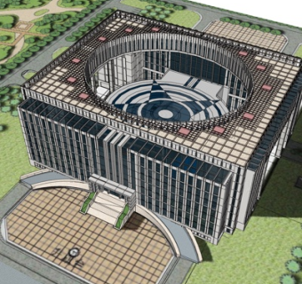 现代行政大楼su模型