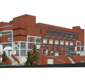 现代办公楼su模型