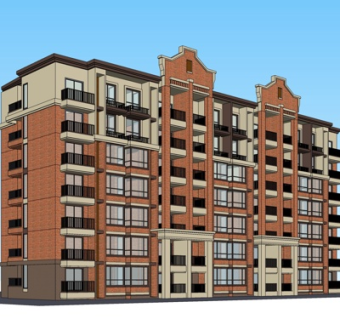 现代公寓楼su模型