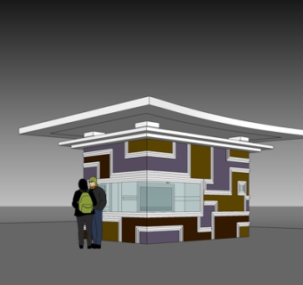 现代门卫室su模型