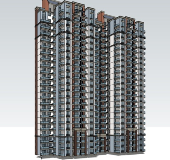 现代高层公寓楼su模型