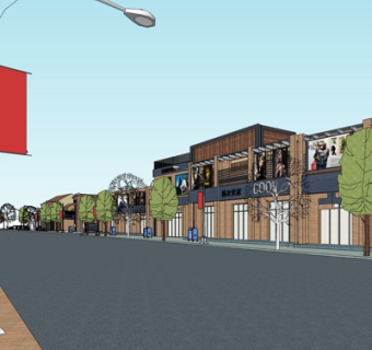 现代沿街商业建筑su模型