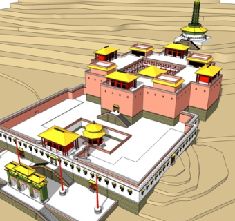 中式城楼建筑su模型