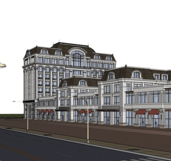欧式沿街商业建筑su模型