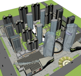 现代商业建筑规划su模型
