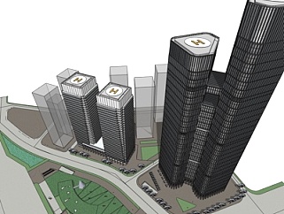 现代商业建筑规划su模型
