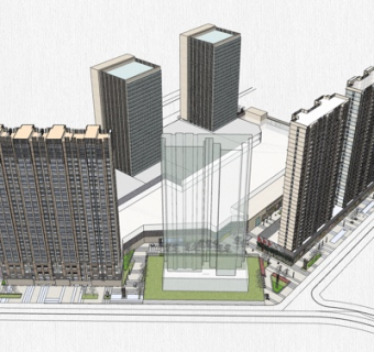 现代商业建筑规划su模型