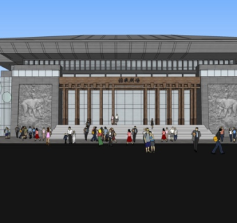 新中式剧场su模型