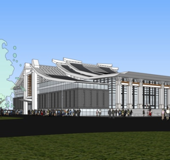 新中式商业会所su模型