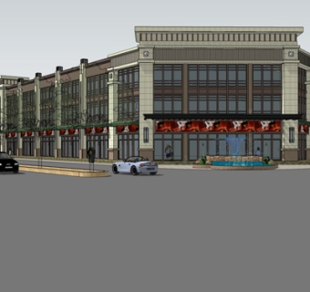 新古典沿街商业建筑su模型