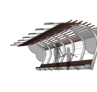 现代公交站su模型