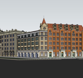 欧式沿街商业建筑su模型